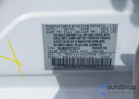 2025 Nissan Sentra Sv z USA, uszkodzony, nr VIN 3N1AB8CVXSY336139